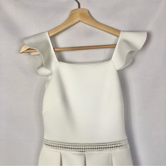 ASOS Design White Lace Inset Ruffle Back Midi Dress 4 - Picture 3 of 3